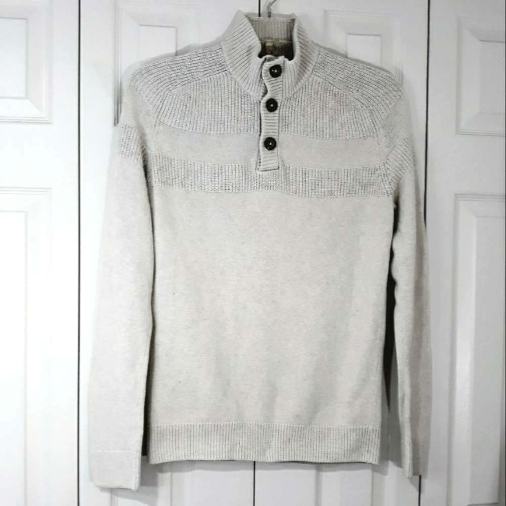 American Rag 100% Cotton Men's Knit Light Gray Sweater Size Medium